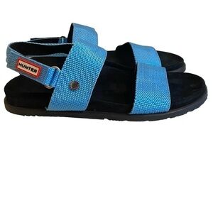 HUNTER Women's Original Webbing Flatform Sandals Adjustable Straps BLUE Size 9